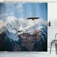 thumbnail image 1 of Ambesonne Nature Shower Curtain, Mountain Flying Eagle, 69"Wx84"L, Brown White Blue, 1 of 3