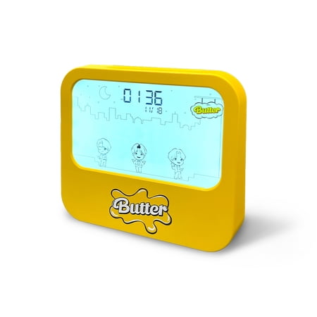 BTS TinyTAN Butter Animated Digital Desktop Alarm Clock with Night Light, Voice Recording & Snooze