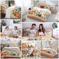 thumbnail image 5 of Thanksgiving Pumpkin Bedding Duvet Cover Set King Size 4 Pieces Fall Leaves Harvest Pastoral Bedding Set with Zipper Closure, 1 Comforter Cover 92x106 Inches 1 Flat Sheet & 2 Pillow Cases, 5 of 7