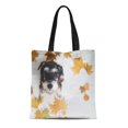 thumbnail image 1 of NUDECOR Toile Sac Fourre-Tout Miniature Schnauzer Assis sur le Sol Blanc Entouré de Sac à Main Coloré Réutilisable Épicerie Épaule Sac à Main, 1 of 1