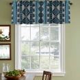 thumbnail image 4 of Navy Blue Boho Valances for Windows, Decorative Rod Pocket Window Valance Curtains, Geometric Vintage Abstract Art Ethnic Tribe Short Curtain Drapes for Kitchen/Living Room, 2 Panels, 42" W x 18" L, 4 of 8