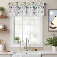 thumbnail image 3 of Blue Flowers Window Valance for Kitchen, Leaf Watercolor Wildflowers Plants Wood Grain Rod Pocket Short Curtain for Small Windows, Light Filtering Decorative Valance, 56 x 16 Inch, 1 Panel, 3 of 9