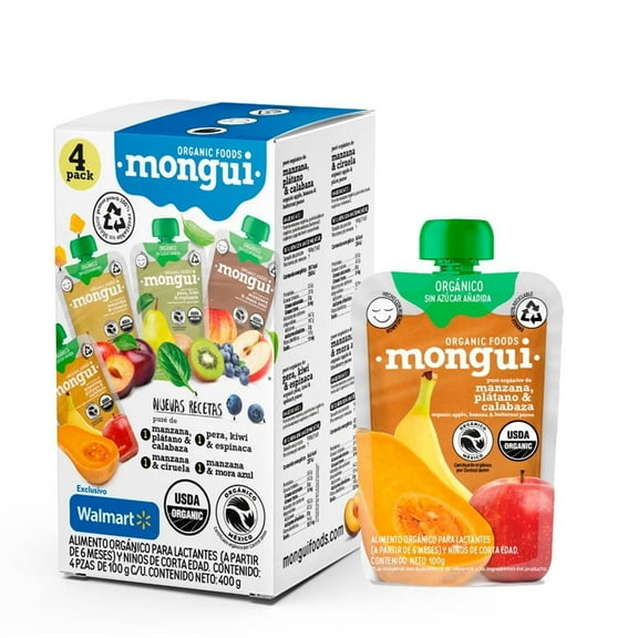 Papilla Orgánica Mongui Mongui 4 Pack variedad de recetas