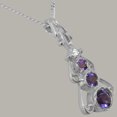 thumbnail image 3 of LBG Sterling Silver Genuine Natural Amethyst & Diamond Womens Bohemian Pendant & Chain Necklace - Chain length 22, 3 of 5