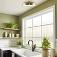 thumbnail image 5 of Kira Home Alston 14" Mid Century Gold, Frosted Glass Diffuser, Low Profile Dome Gold Ceiling Light, Cool Brass, 5 of 7