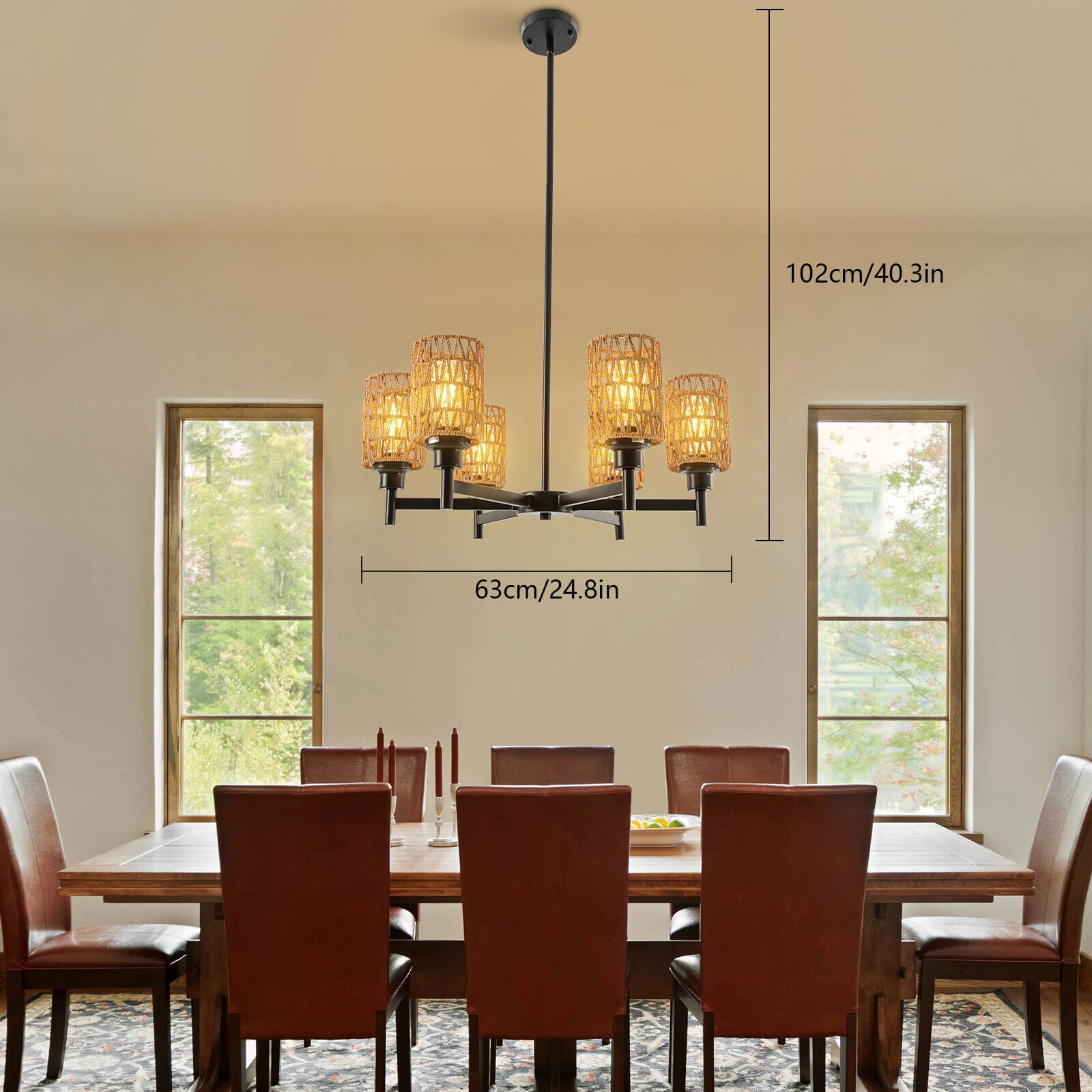 6 Head Modern Dimmable Ceiling Light LED Pendant Lamp Fixtures Chandelier