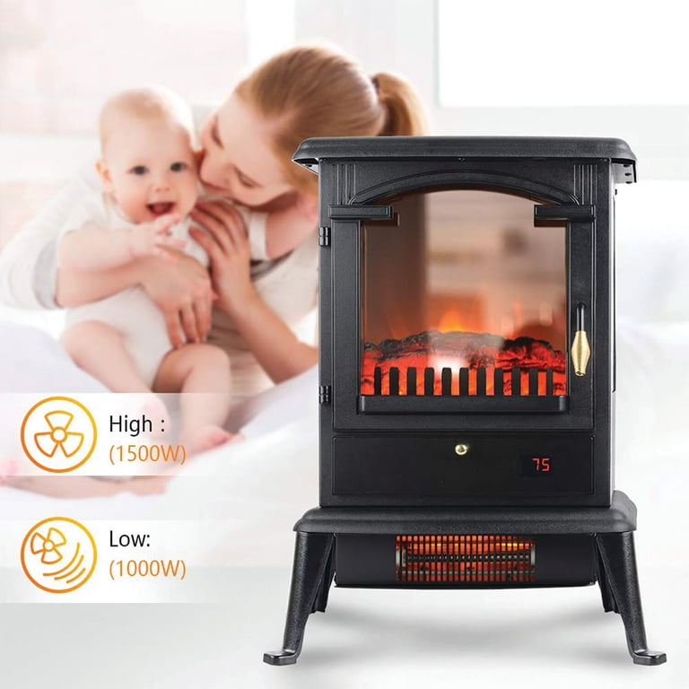 Lifesmart 1500W Infrared Quartz Stove Heater with 3-Sided View | Realistic  Flame With or Without Heat | Remote | Timer | Digital Thermostat | Heating  for Living Room, Bedroom, Basement | HT1109 - Walmart.com