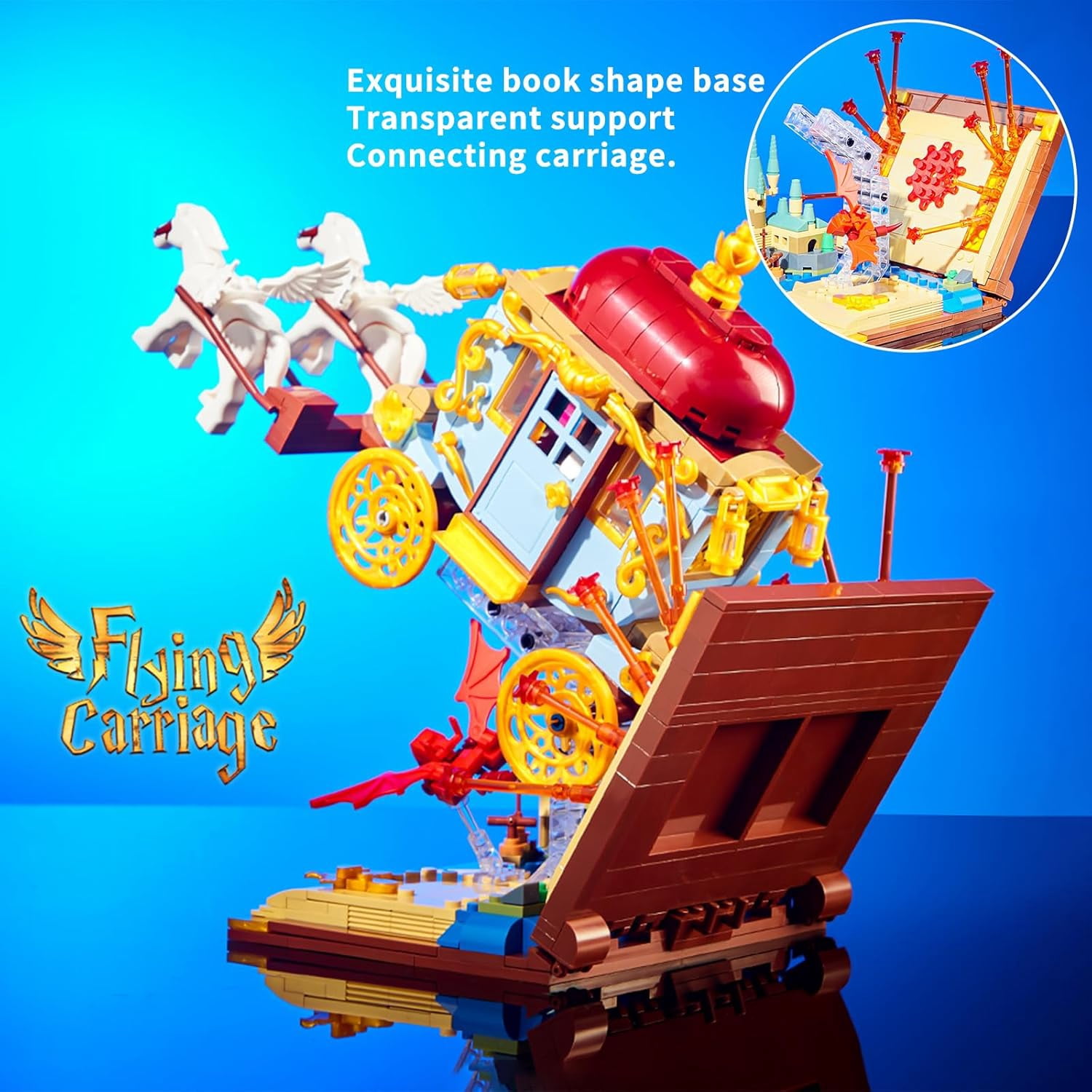 GZBrick Magic World Potter Flying Carriage Building Sets Horse with Harry Book Compatible with Lego for Boys Girls 712PCS