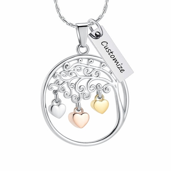 Personalize Tree of Life Keepsake Cremation Jewelry for Ashes Urn Necklace for Ashes of Loved One Memorial Heart Urn Necklace Lockets for Human Pet Ashes