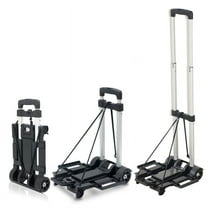 PTOOTP 1Pack Black Aluminum Alloy Foldable Push Cart Dolly Simple Design Ergonomic Handle for General Users Seniors
