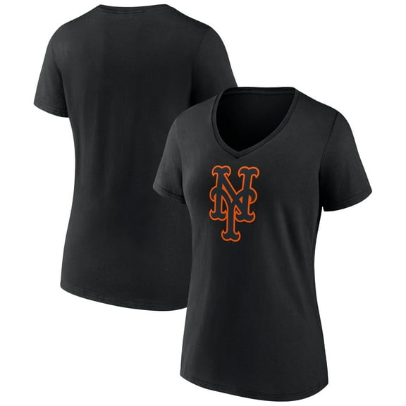 Women's Black New York Mets Rough Diamond V-Neck T-Shirt