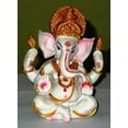 thumbnail image 2 of The Blessing, A White & Gold statue of Lord Ganesh Ganpati Elephant Hindu God made from Marble powder, 2 of 4