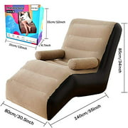 Inflatable Chaise Lounges Folding Lazy Floor Chair Sofa Lounger Bed with Armrests (Khaki)