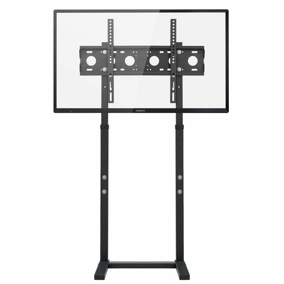 REKHH Universal Against The Wall TV Stand Floor: Free Standing Mount Stand with Height Adjustable Bracket for TV Bench Compatible with 32-65 inch Flat Panel LED LCD Plasma Screens (Black)