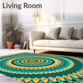 thumbnail image 2 of ODIKA 6'x9' Machine Washable Non-Slip Area Rug, Opulent Bloom Interlocking Petal Design High Traffic Rug, Gold, 643804, 2 of 7