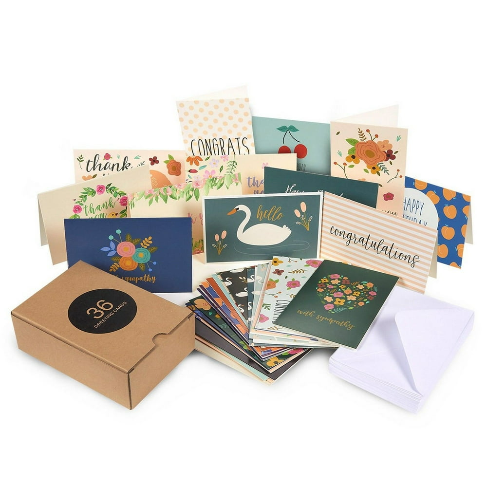 36 count assorted greeting cards all occasion assortment bulk box set 