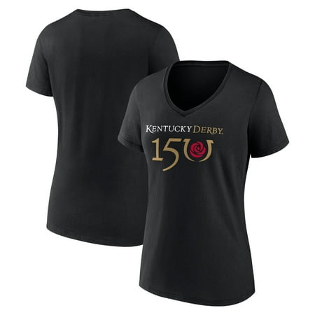 Women's Black Kentucky Derby 150 Primary Logo V-Neck T-Shirt