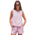 thumbnail image 3 of Women'S Summer 2 Piece Outfits Sleeveless Tank Top Matching Shorts Sets Cotton Striped Sweatsuits, 3 of 9
