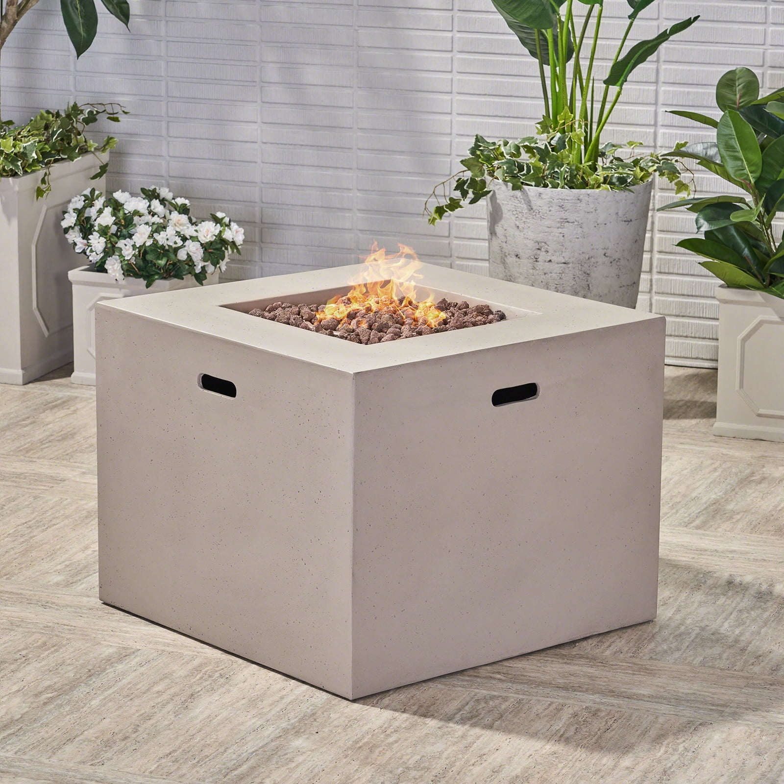 HZWDD 31" Propane Outdoor Fire Pit Table, Square Propane Gas Patio Fire Table 40000 BTU for Deck, Backyard and Pool