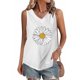 thumbnail image 2 of Tops de Lino para las Mujeres Pequeña Impresión Cuello Redondo Botón Arriba Manga Corta, Tops Cortos para las Mujeres, 2 of 4