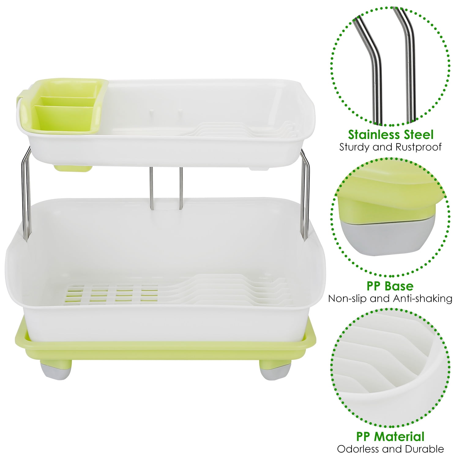 TeqHome 2 Tier Dish Drying Rack Kitchen Dish Drying Rack Dish Drainer Kitchen Bowl Dish Organizer