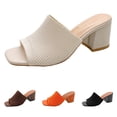 thumbnail image 1 of Women's Heeled Sandals Square Open Toe comfortable Heeled Mules Chunky Block Low Heel On Slides, 1 of 9