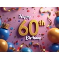 thumbnail image 3 of LUUFILx Happy 60th Birthday Banner Backdrop Decoration for Birthday Party Supplies Photography Props Blue Gold Balloon Background Decor, 3 of 8