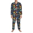 thumbnail image 3 of Lsque Bowling Ball Pattern Long Sleeve Pajama Set for Men - Soft 2-Piece Sleepwear and Loungewear Set with Pockets, Comfy Nightwear-Large, 3 of 7