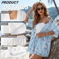 thumbnail image 6 of Xoenoiee Blue American Flag Firework Print Women's 2 Piece Outfit Cover Up Half Sleeve Blouse Shorts Set 4th of July Summer Beach Vacation Resort Wear Plus Size, L, 6 of 7
