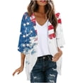 thumbnail image 3 of Otvok Independence Day Tops Womens Sunscreen Fashionable Casual Printed 3/4 Sleeve Chiffon Cardigans, 3 of 7