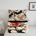 thumbnail image 5 of Homewish Vintage Gothic Halloween Bat Twin Comforter Sets,Red Rose Branch Pattern Bedding Set,Cream Black Red,Black Reversible,2 Pieces,1 Comforter and 1 Pillowcase, 5 of 7