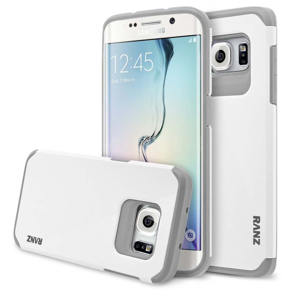 Galaxy S7 Edge Case, RANZ Grey/ White Hard Impact Dual Layer Shockproof