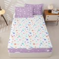 thumbnail image 4 of Manfei Dreamy Cartoon Moon Zipper Full Size Comforter Sets with Fitted Sheet and 2 Pillowcases,Cute Starry Sky Zipper Bedding Set,Lavender White,Colorful Stars Reversible,4pcs, 4 of 8