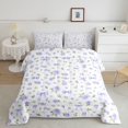 thumbnail image 2 of spefrowx Watercolor Purple Rose Bow Full Size Comforter Sets for Girls, Floral Romantic Bedding Comforter Set, Stars Reversible, 3-Piece, 1 Comforter and 2 Pillowcases, 2 of 6