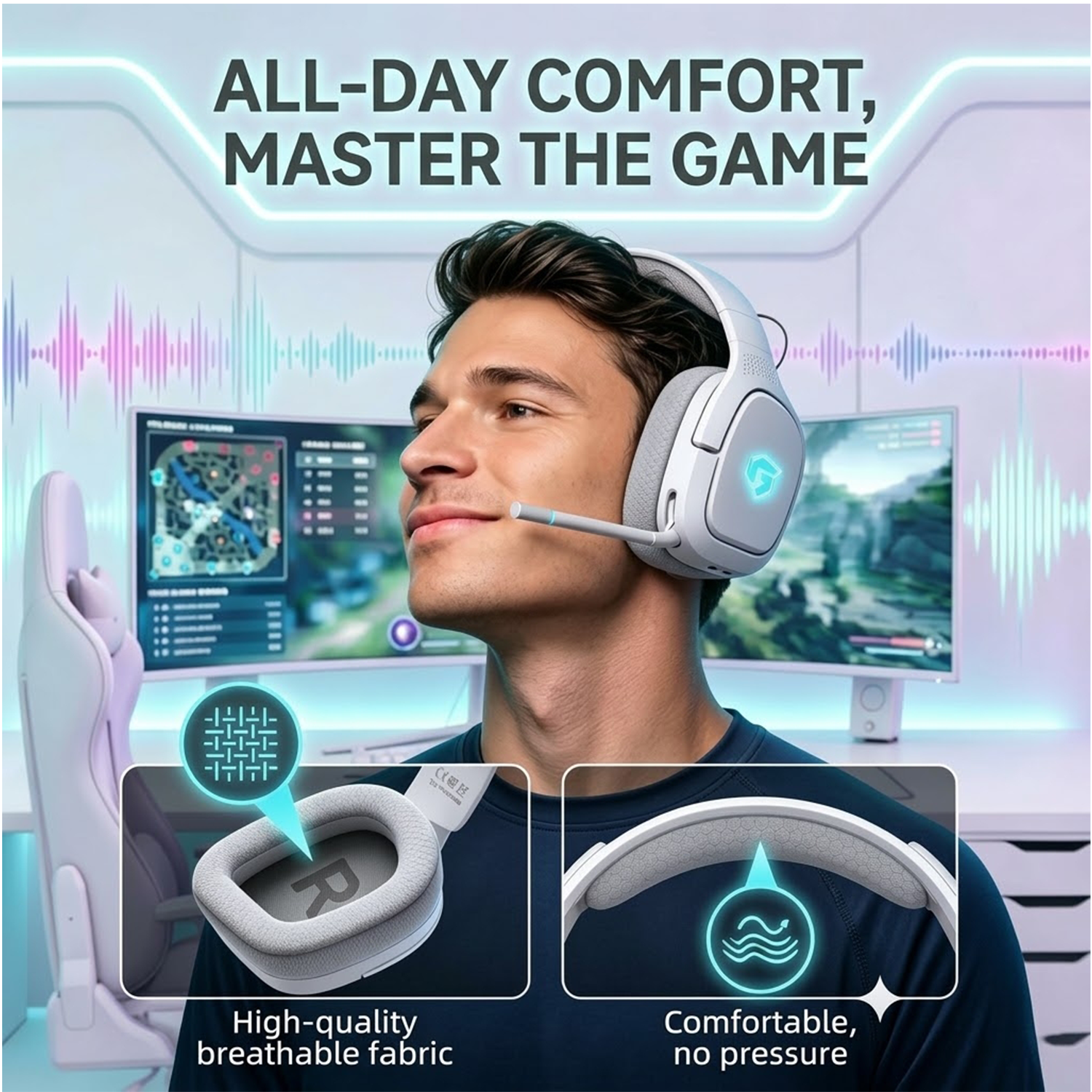 Captain 700 Pro 2.4GHz Wireless Gaming Headset White photo 8