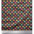 thumbnail image 1 of Soimoi Gray Velvet Fabric Donuts Food Print Fabric by the Yard 58 Inch Wide, 1 of 5