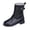 Black Boots for Women, variant on hopeusnice Lace Up Buckle Decor Side Zipper Boot Block Heel Street Style Boot Beige 35