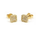 thumbnail image 2 of 14k yellow Gold 0.22Ct Round Diamond square stud Earrings Push Back Fastening, 2 of 12
