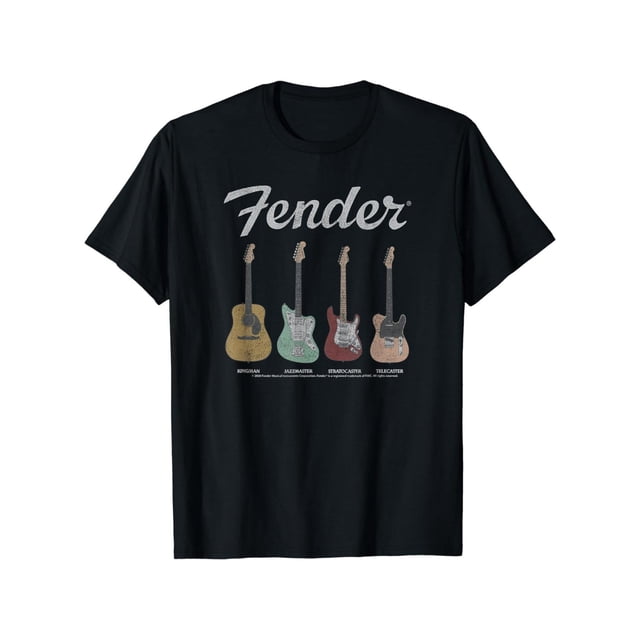 Cotton Short Sleeve Fender Vintage Guitar Lineup T-Shirt for Men Women