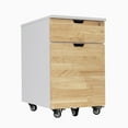 thumbnail image 1 of Desky Wooden Minimal Filing Cabinet - White / Rubberwood Natural, 1 of 10