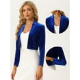 thumbnail image 2 of Unique Bargains Women's Halloween Costume Velvet Shrugs Open Front Cropped Bolero Jacket L Royal Blue, 2 of 6