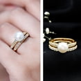thumbnail image 3 of Rosec Jewels Cultured Freshwater Pearl Wedding Bridal Ring Set - 7.48 Carat Engagement Ring with Band - AAA Quality, 18K Yellow Gold, US 12.50, 3 of 8