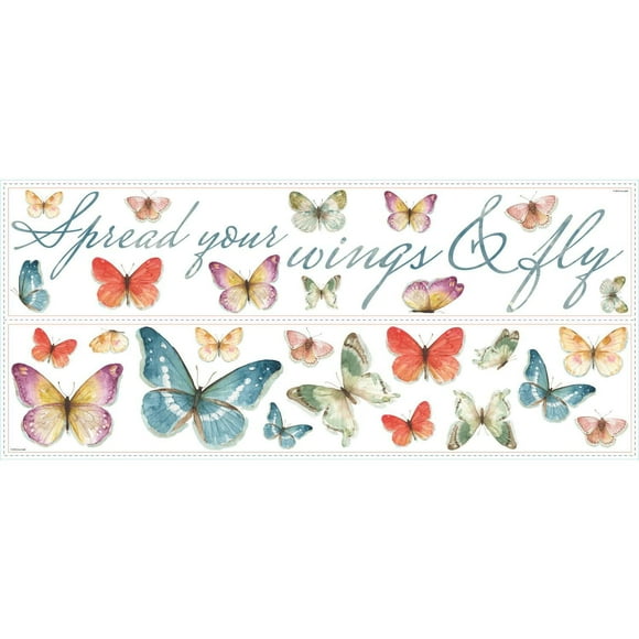 RoomMates Lisa Audit Butterfly Quote Peel and Stick Wall Decals