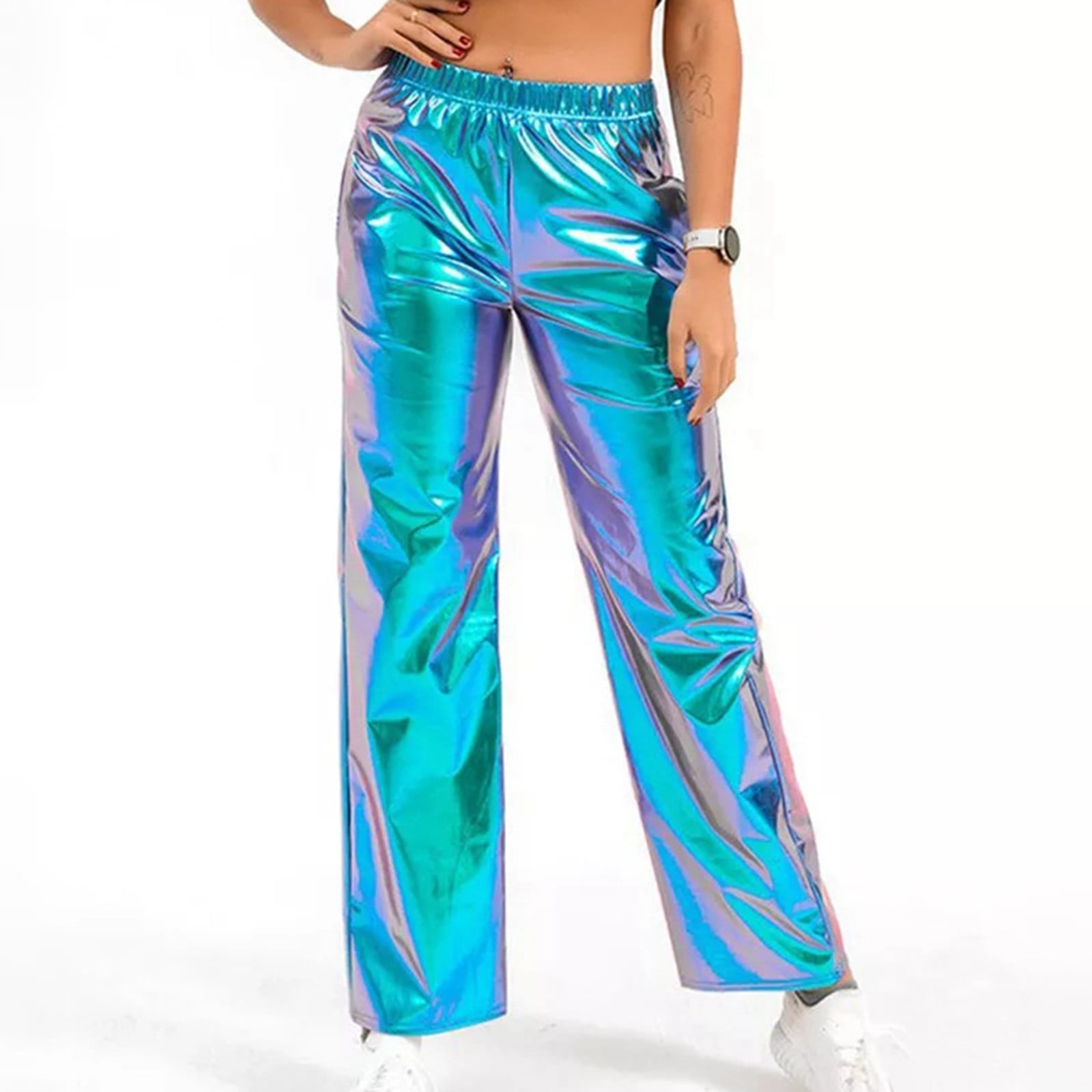 Blue leather pants womens online