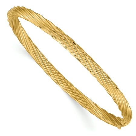 14k Yellow Gold 4.75mm Swirl Hinged Bangle Bracelet Cuff Expandable Stackable