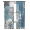 thumbnail image 3 of Blue Grey Sheer Curtains 96 Inches Long 2 Panels Set, Window Sheer Curtains for Living Room/Bedroom, Modern Oil Painting Art Abstract Light Filtering Rod Pocket Curtain 52'' x 96'' x 2, 3 of 7