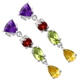 thumbnail image 3 of Sterling Silver Citrine, Peridot, Garnet & Amethyst Earrings Jewelry, 3 of 6