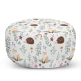 thumbnail image 1 of Forest Pouf Cover with Zipper, Rural Wildlife Pattern with Hedgehog and Fox in Watercolors Nature Theme, Soft Decorative Fabric Unstuffed Case, 30" W X 17.3" L, Multicolor, by Ambesonne, 1 of 5