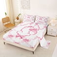 thumbnail image 2 of Manfei Letter S Initial Print Queen Sheet Sets For Girl,Elegant Pink Bowknot Kids Bed Set,4-Piece, 2 of 6