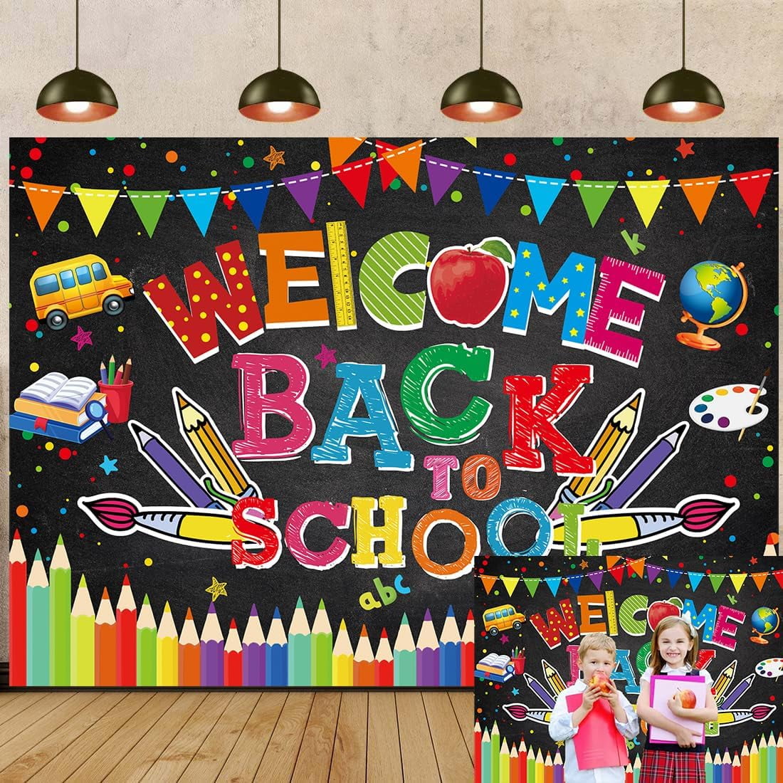 Welcome Back to School Backdrop First Day of School Background Welcome to Kindergarten Classroom Party Decorations Banner Supplies Photo Booth Props